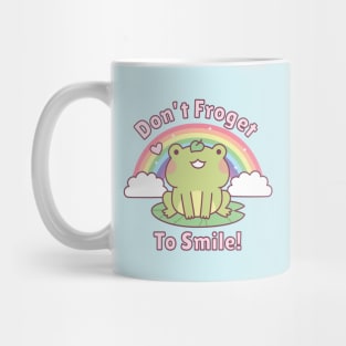 Don't Froget To Smile, Cute Frog and Rainbow Mug